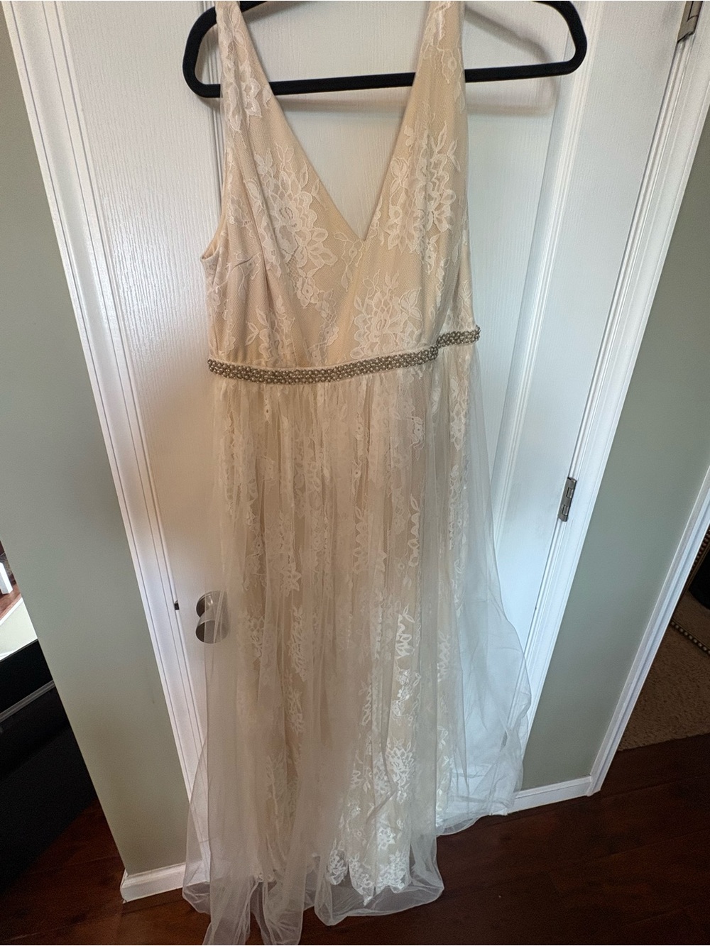 Lulu's Cream V-Neck Dress with Subtle Drape